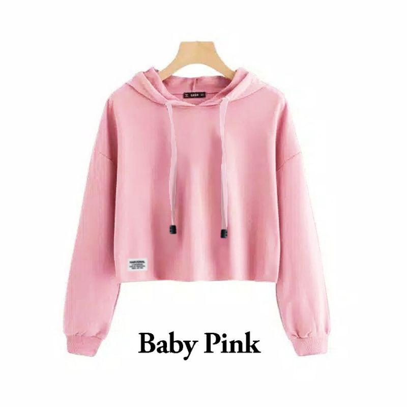 Sweater Hoodie Crop Wanita Murah Korea Hoodie crop cewek tebal terbaru sweater hoodie wanita polos S