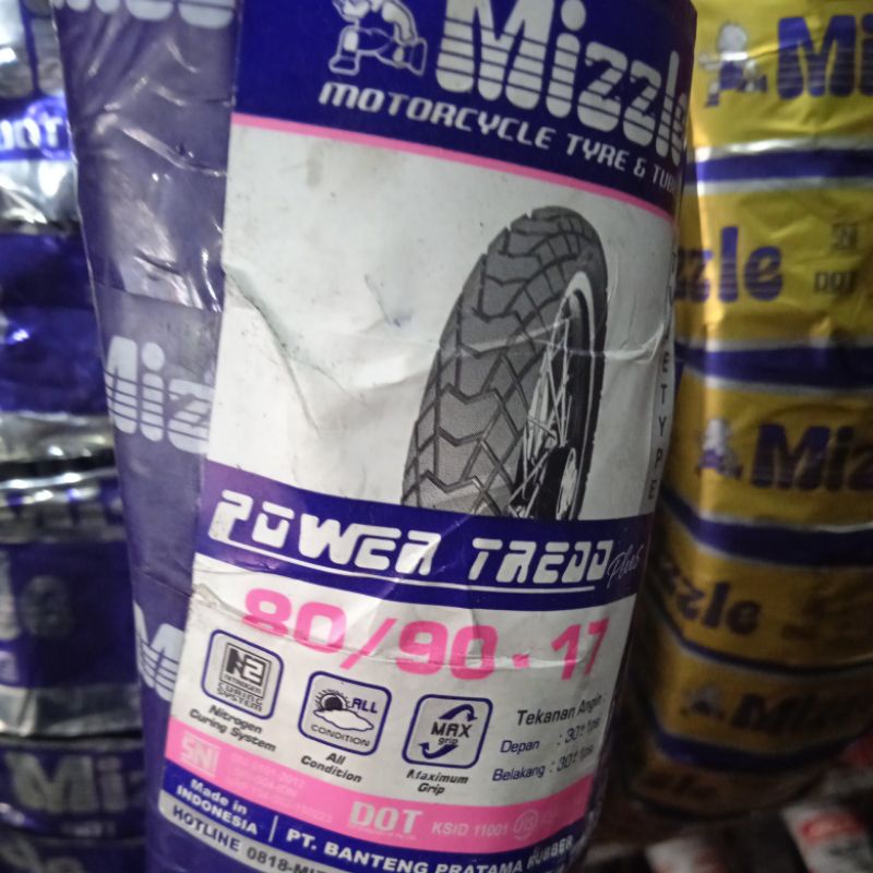 Ban Luar Merk Mizzle 80/90-17 Power Tread Plus Non Tubeless