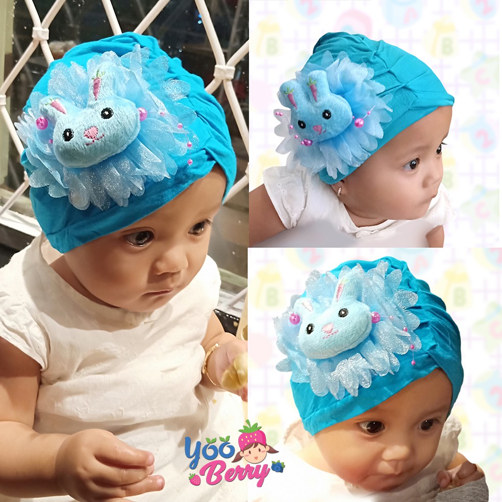 Berry Mart Turban Kaos Bayi Anak Muslim Topi Fashion Bayi Lucu Karakter Rabbit Berry Mart