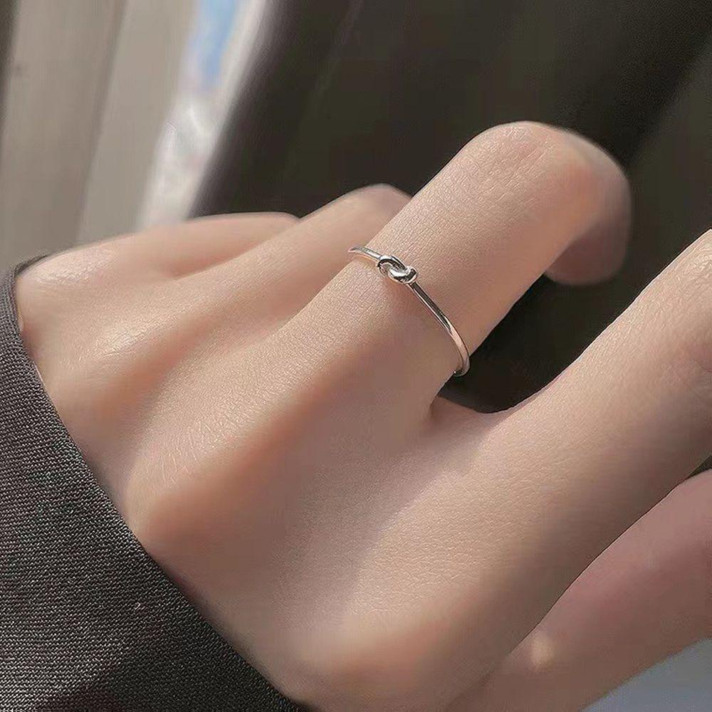 Needway   Cincin Terbuka Dapat Disesuaikan Mode Pesta Minimalis Jari Telunjuk Rings Perhiasan Hadiah Cincin Ekor Garis Diikat Rings