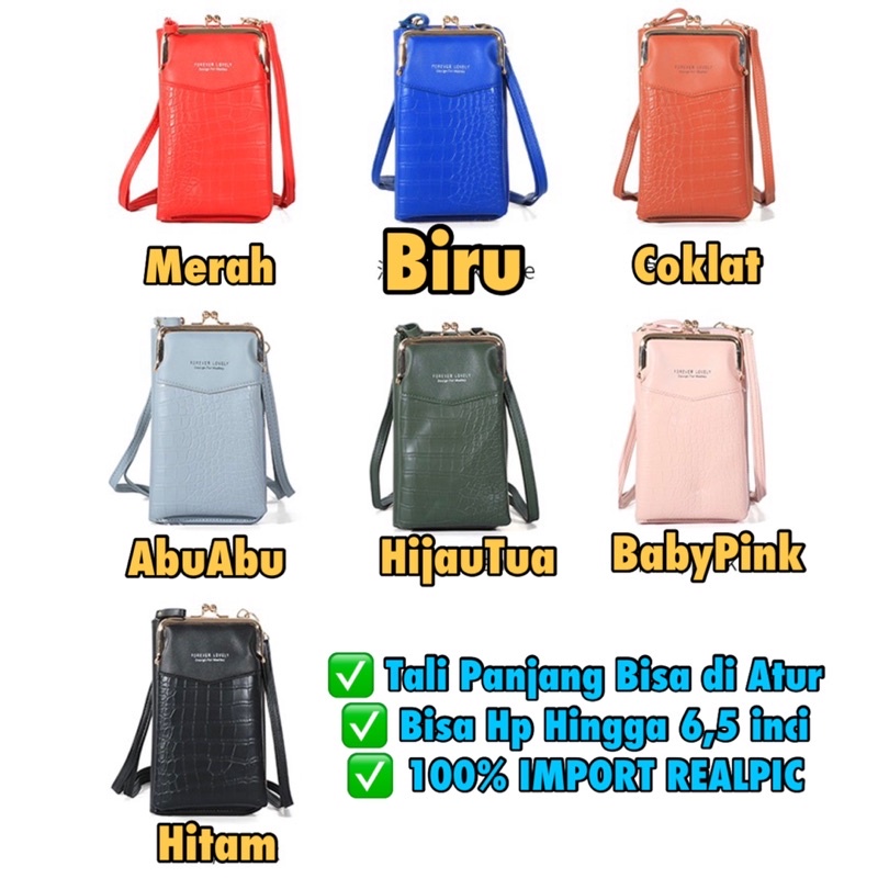 TI 3108 - TAS SELEMPANG WANITA IMPORT MURAH TAS HP FOREVER YOUNG LOVELY KOREAN BAGS - H