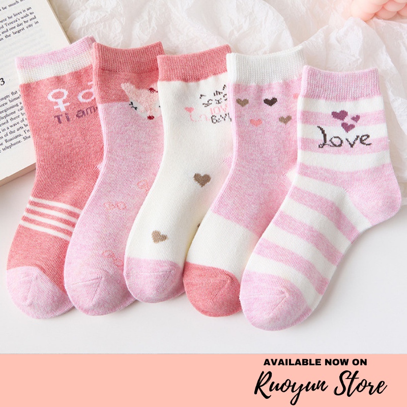 RYX - Deary Love Kaos Kaki 5 Pasang Anak Perempuan Fashion Casual - Ori Import