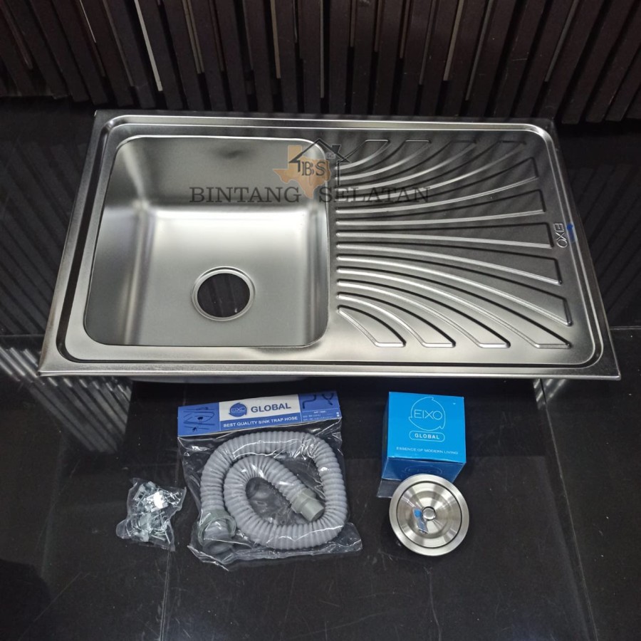 KITCHEN SINK/ BAK CUCI PIRING STAINLESS STEEL GLOBAL EIXO 100x50