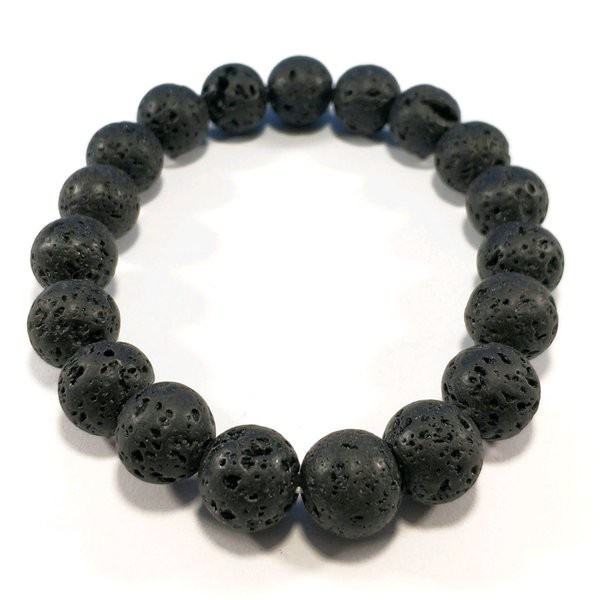 GELANG NATURAL BATU LAVA STONE 12MM GELANG METEOR BATU SATAM TERMURAH