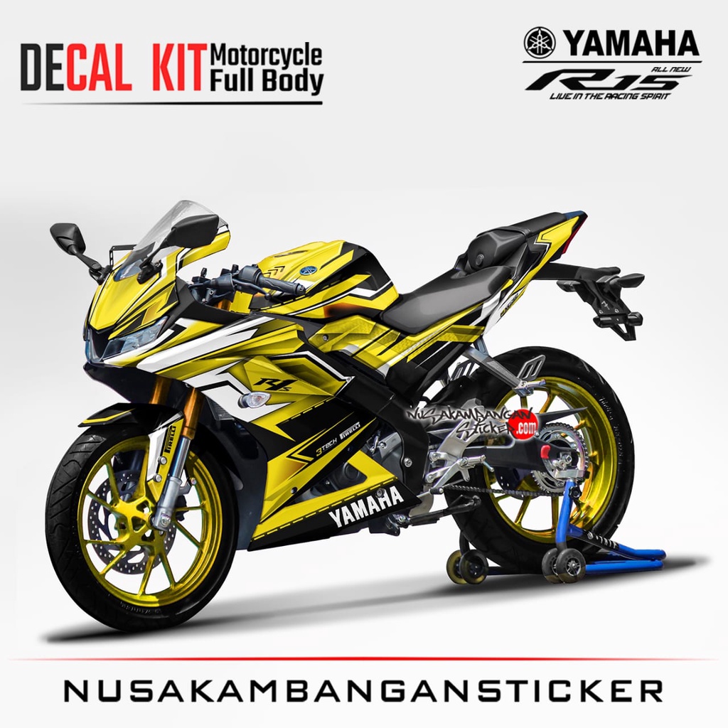 Stiker R15 V3 -  KUNING GRAFIS Fullbody