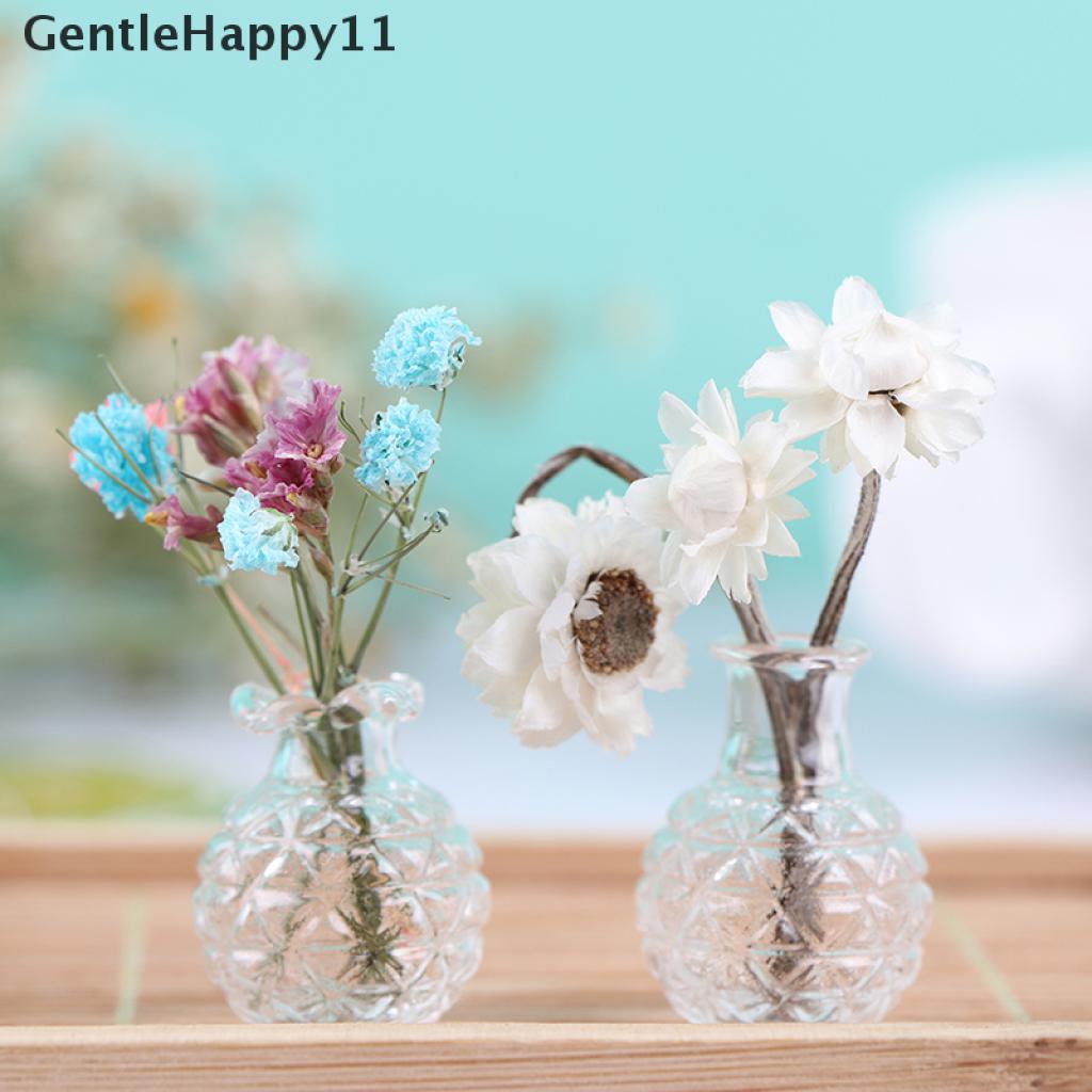 Gentlehappy 2pcs 1: 12rumah Boneka Miniatur Vas Kaca Pot Bunga Rumah Boneka