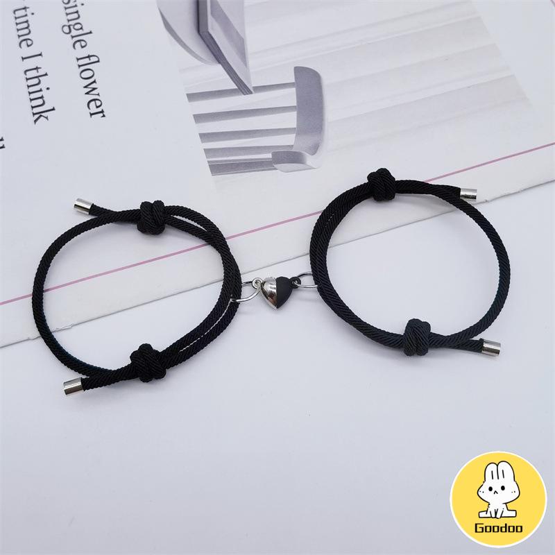 2 Pcs Pasangan Gelang Magnet Adjustable Pesona Gelang Cinta Aksesoris Fashion Hadiah -Doo