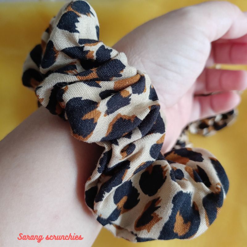 Jisoo Blackpink Look Korean Scrunchie Rayon Motif Leopard | Ji Soo Black Pink Scrunchie