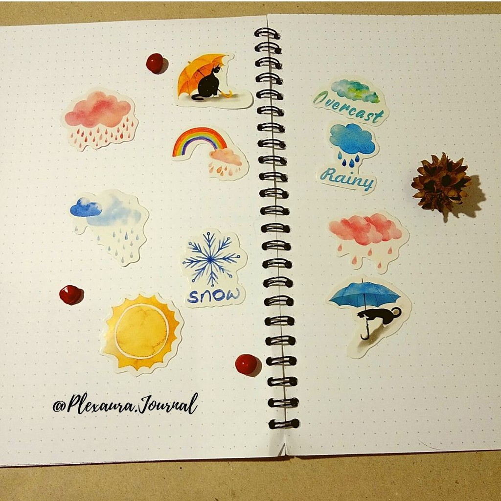 

Sticker Bujo Planner Weather Korean Style Scrapbook
