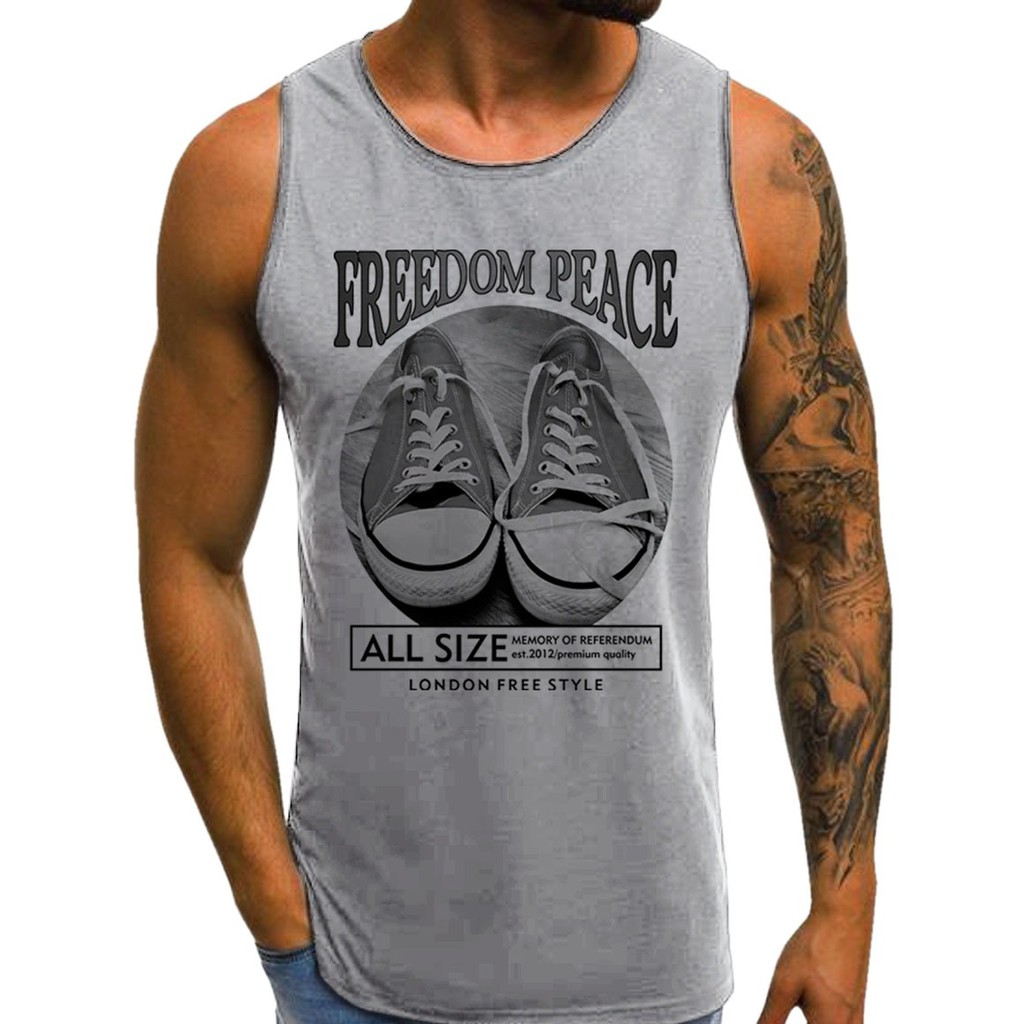 SINGLET PRIA Freedom Peace KAOS TANPA LENGAN / KAOS DALAM / T-SHIRT DISTRO /SINGLET MURAH BERKUALIT