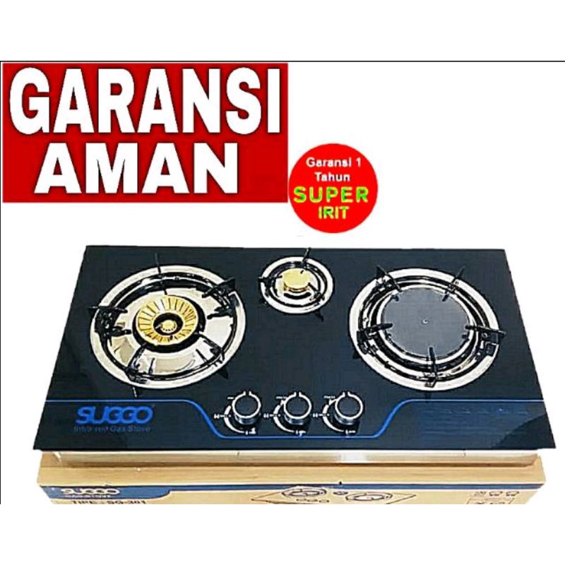 Kompor Tanam SUGGO 3 Tungku SG-301 / Kompor Tanam 3 Tungku SUGGO / Bisa Tanam Dan Duduk