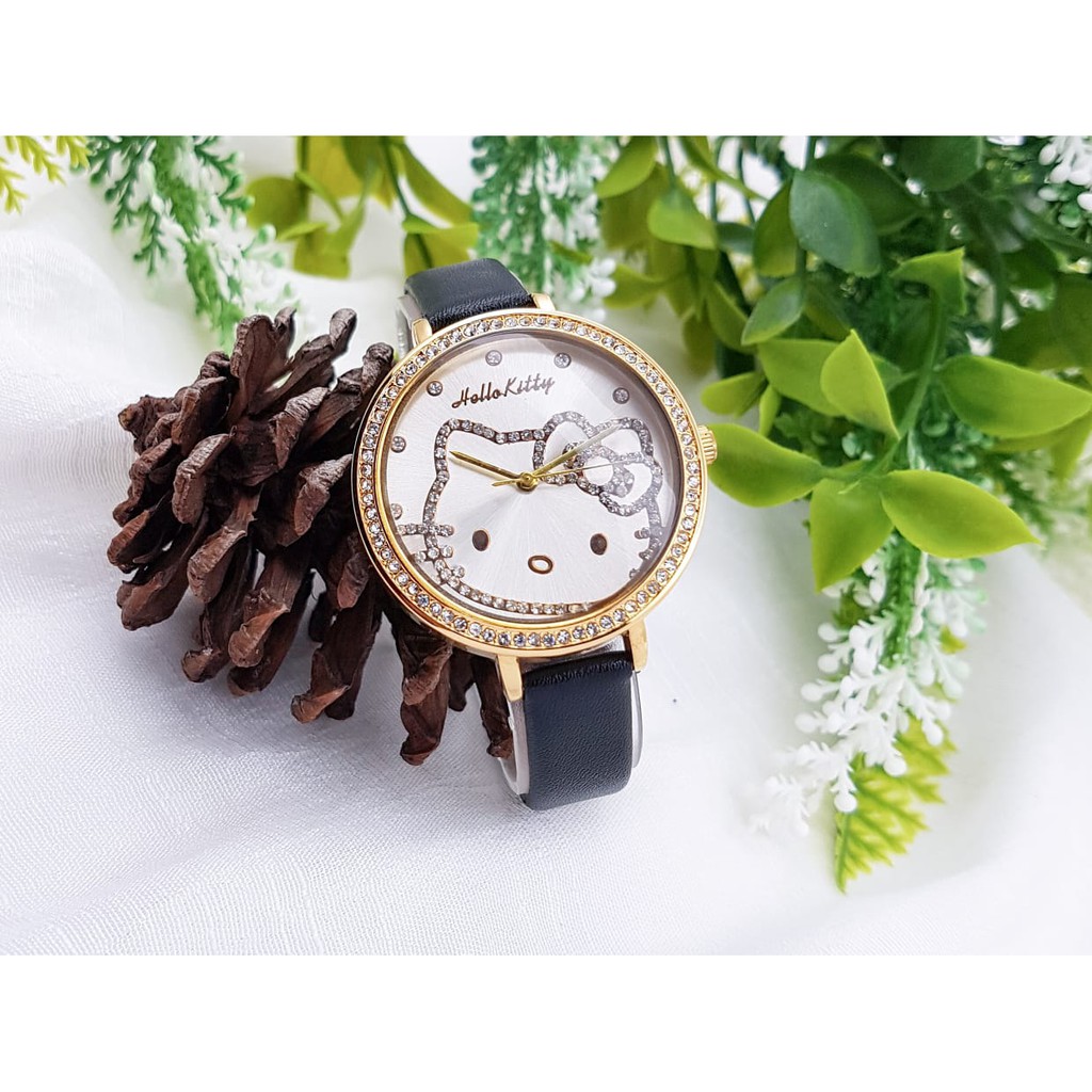 (COD) Jam Tangan Wanita Hello Kitty H5505 TT Tali Kulit Free Box & Baterai Cadangan - Jam Tangan Cew
