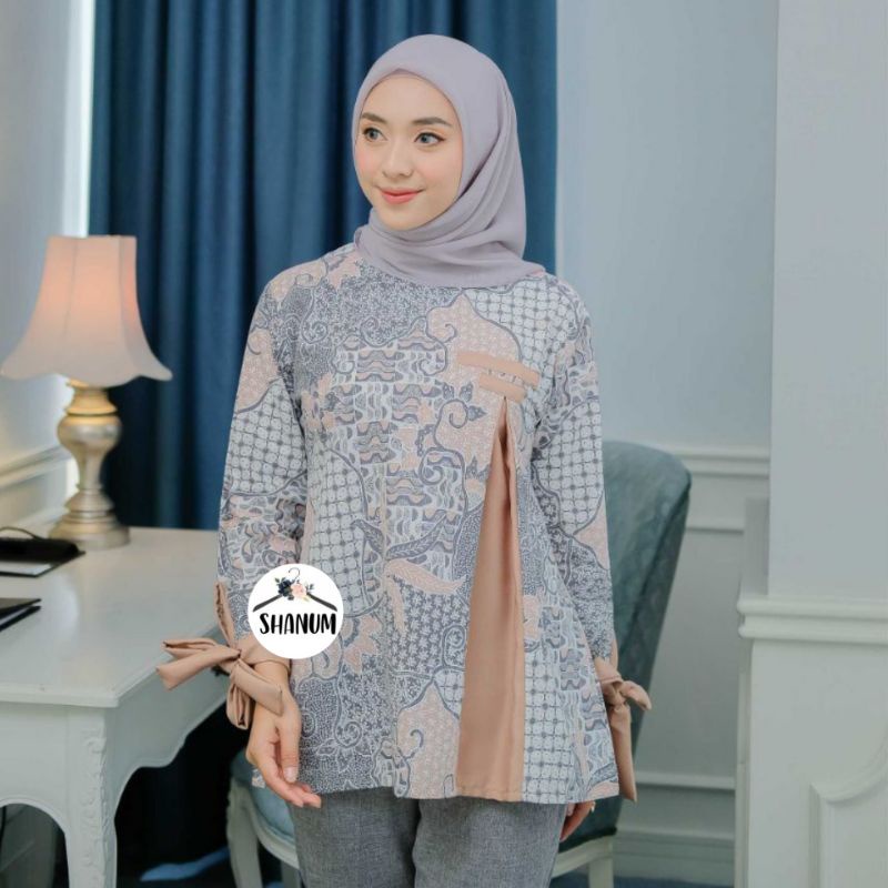 Batik wanita - Atasan blouse batik wanita fashion/ SHAKIRA BLOUSE/BATIK KERJA WANITA/ATASAN BATIK WANITA/BAJU KERJA WANITA