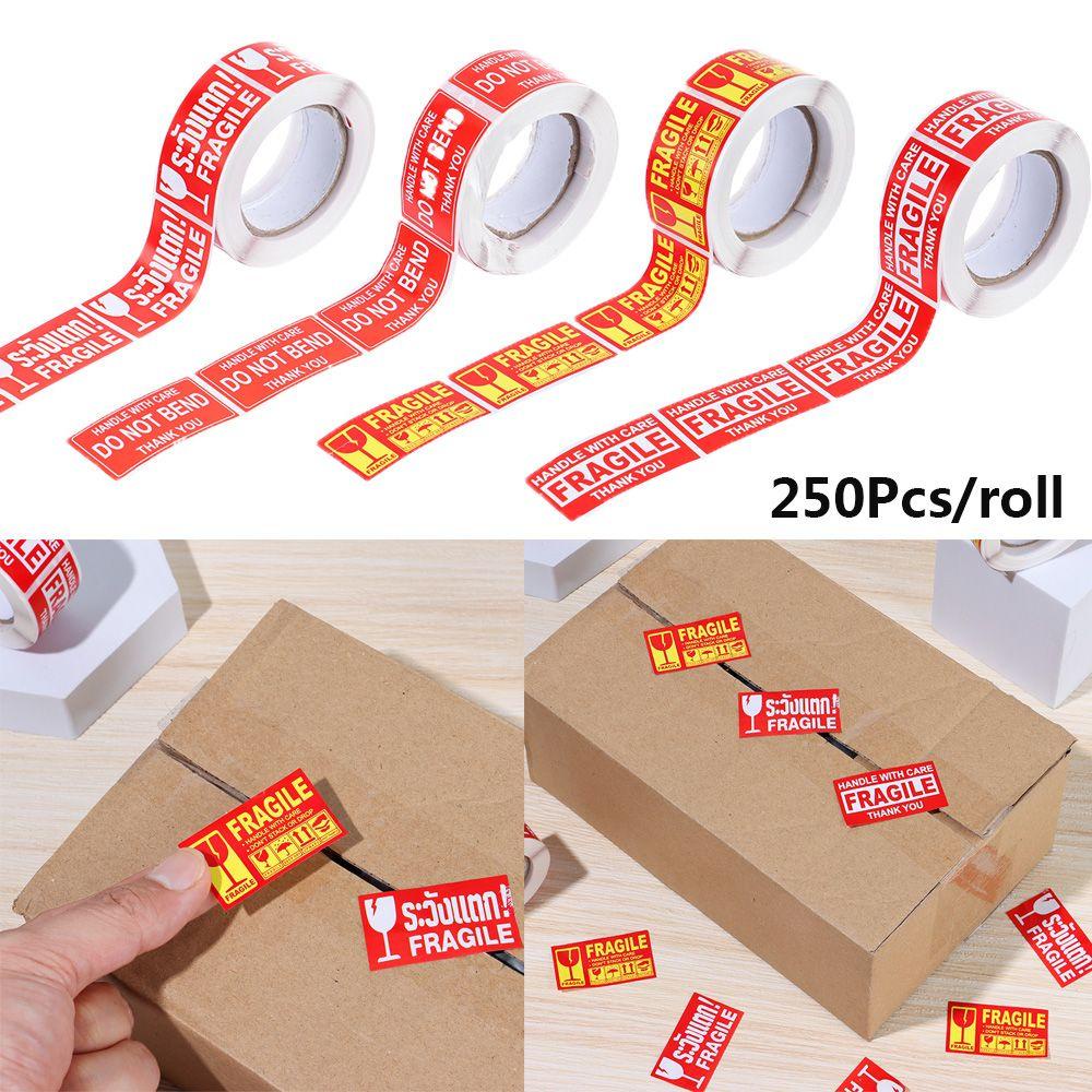 Top 250Pcs/roll Stiker Peringatan Fragile Perawatan Kantor Yang Bermanfaat Perekat Pengiriman Pengiriman Label Express