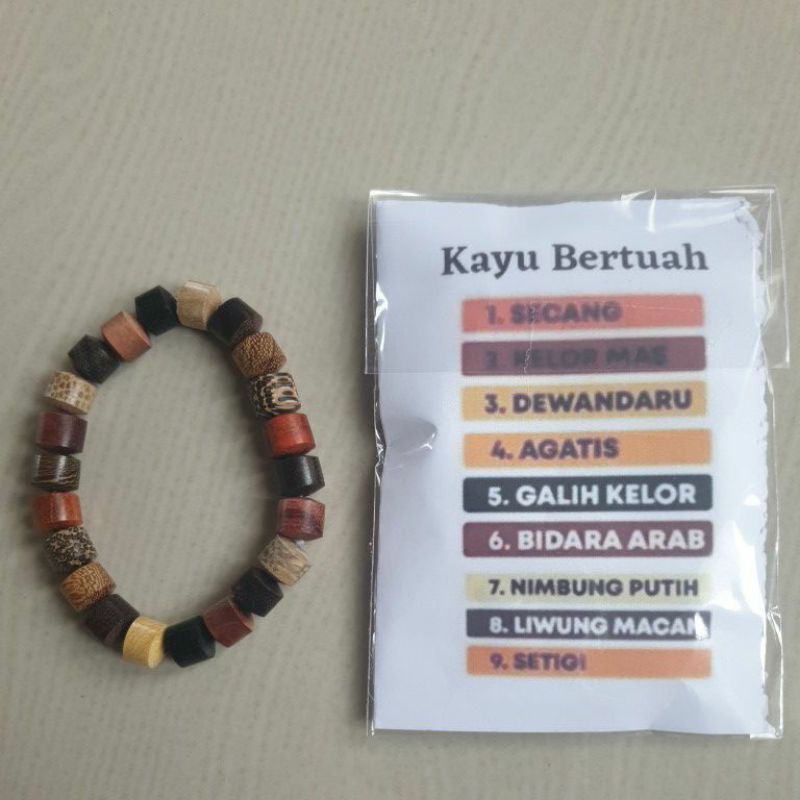 GELANG KAYU BERTUAH 9 KOMBINASI KAYU BERTUAH