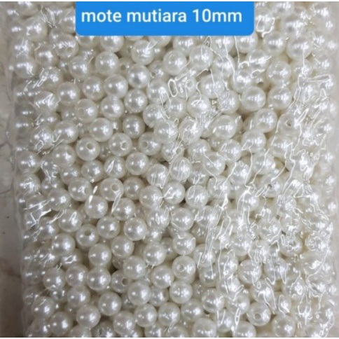100 Gram Payet Mote Manik Mutiara Sintetis 10mm Bulat Besar Mutsin Berat Kwalitas Super Putih