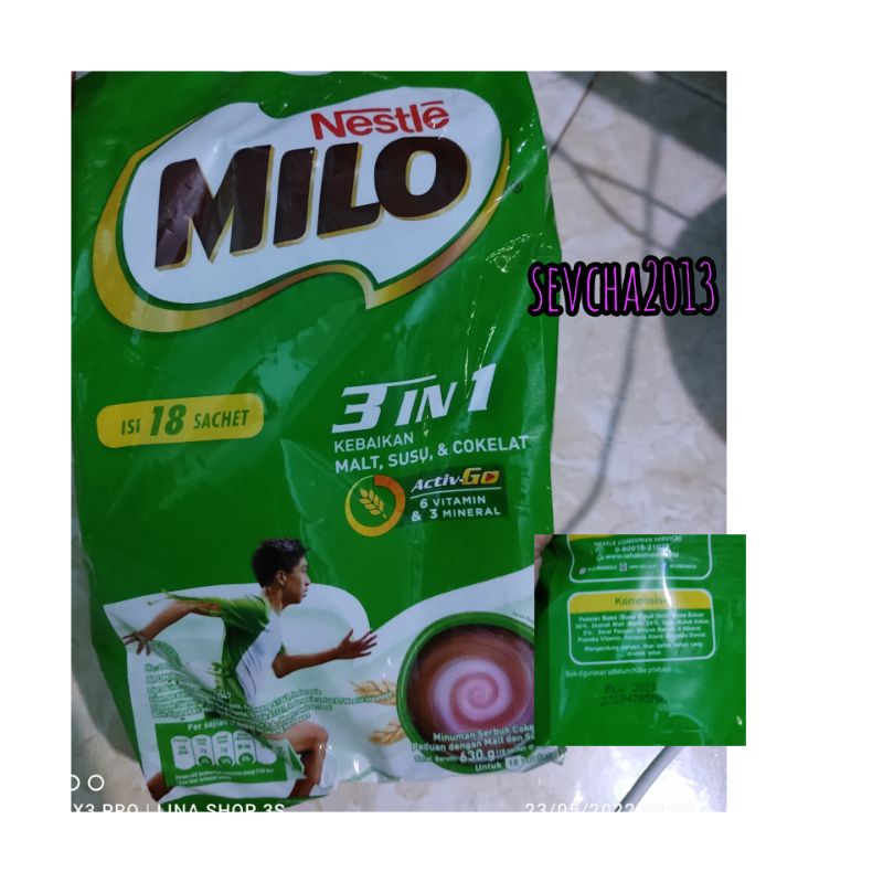 Milo bubuk 3 in 1 isi 18 sachet