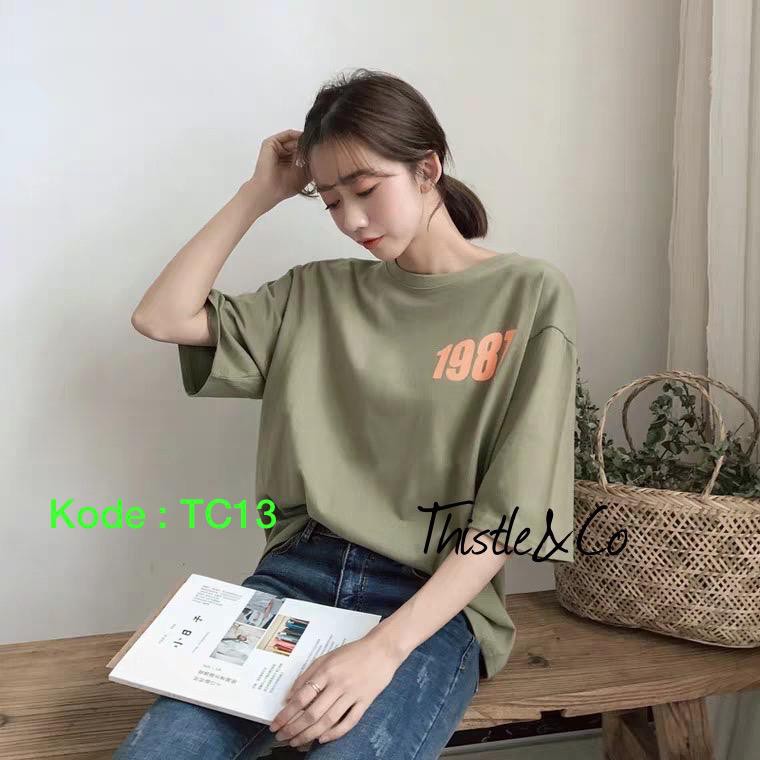 Oversize Tee Tshirt Model Longgar Jumbo Untuk Wanita Motif 1987