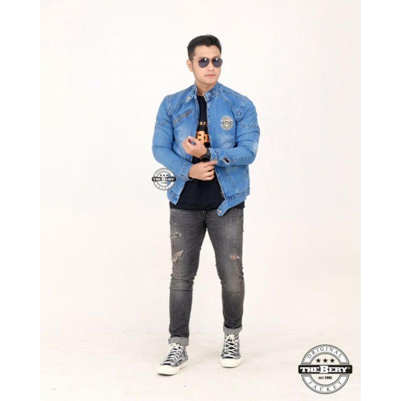 jaket jeans pria zipper 71 style premium