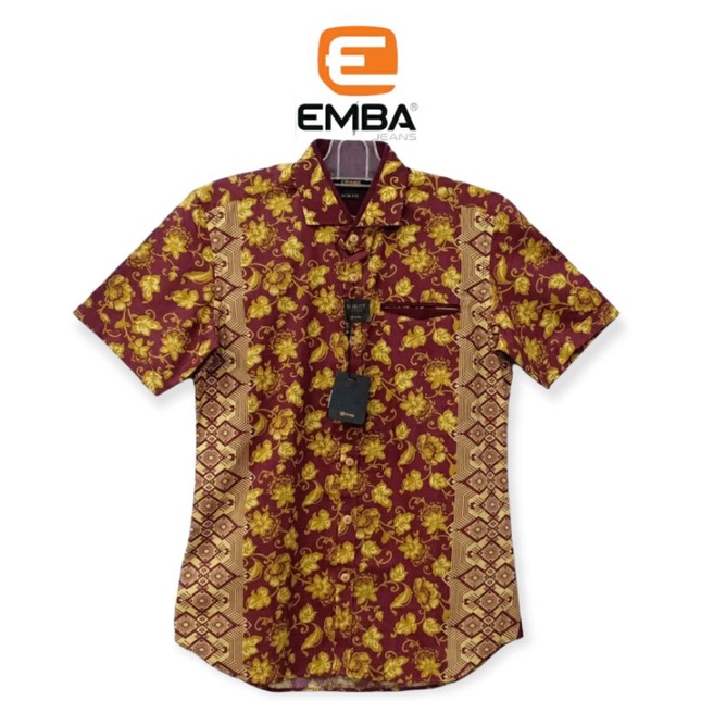 PROMO KEMEJA EMBA ORIGINAL BATIK - MERAH SLIMFIT