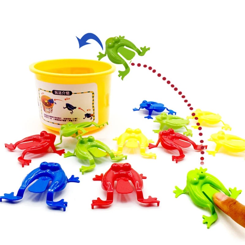 [10Pcs Random Color Kids Jumping Plastic Frog Toy][ Creative Stress Reliever Toys For Boys and Girls ][Children's Birthday Gift]