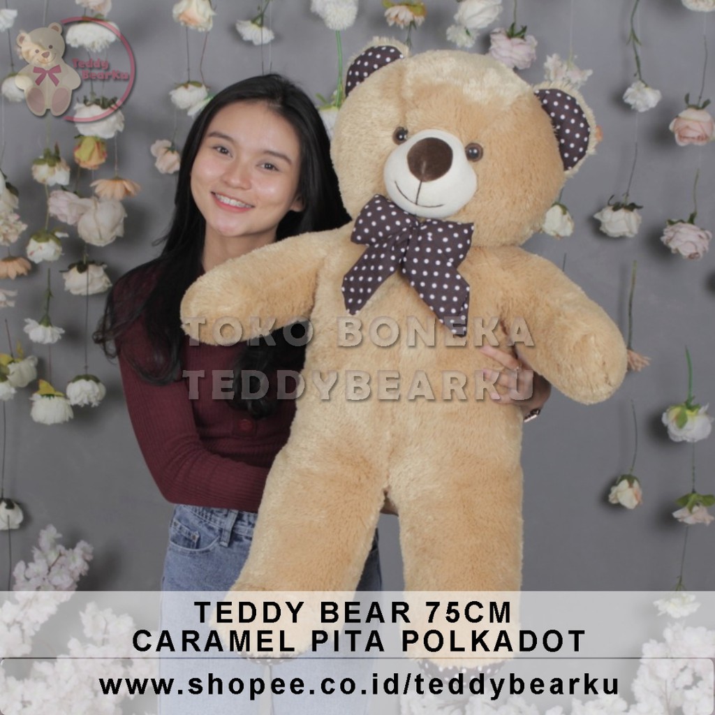 TEDDY BEAR 80CM JUMBO MINIATUR KHAS BANDUNG KARAMEL [TB75CA]