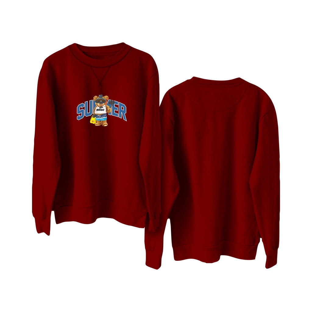 Sweater Crewneck BRIGO Sablon DTF Fleece Cotton || BRIGO Basic Sweatshirt Sumer BERUANG M-XXL (Pria &amp; Wanita) Free stiker&amp;Gantungan Kunci