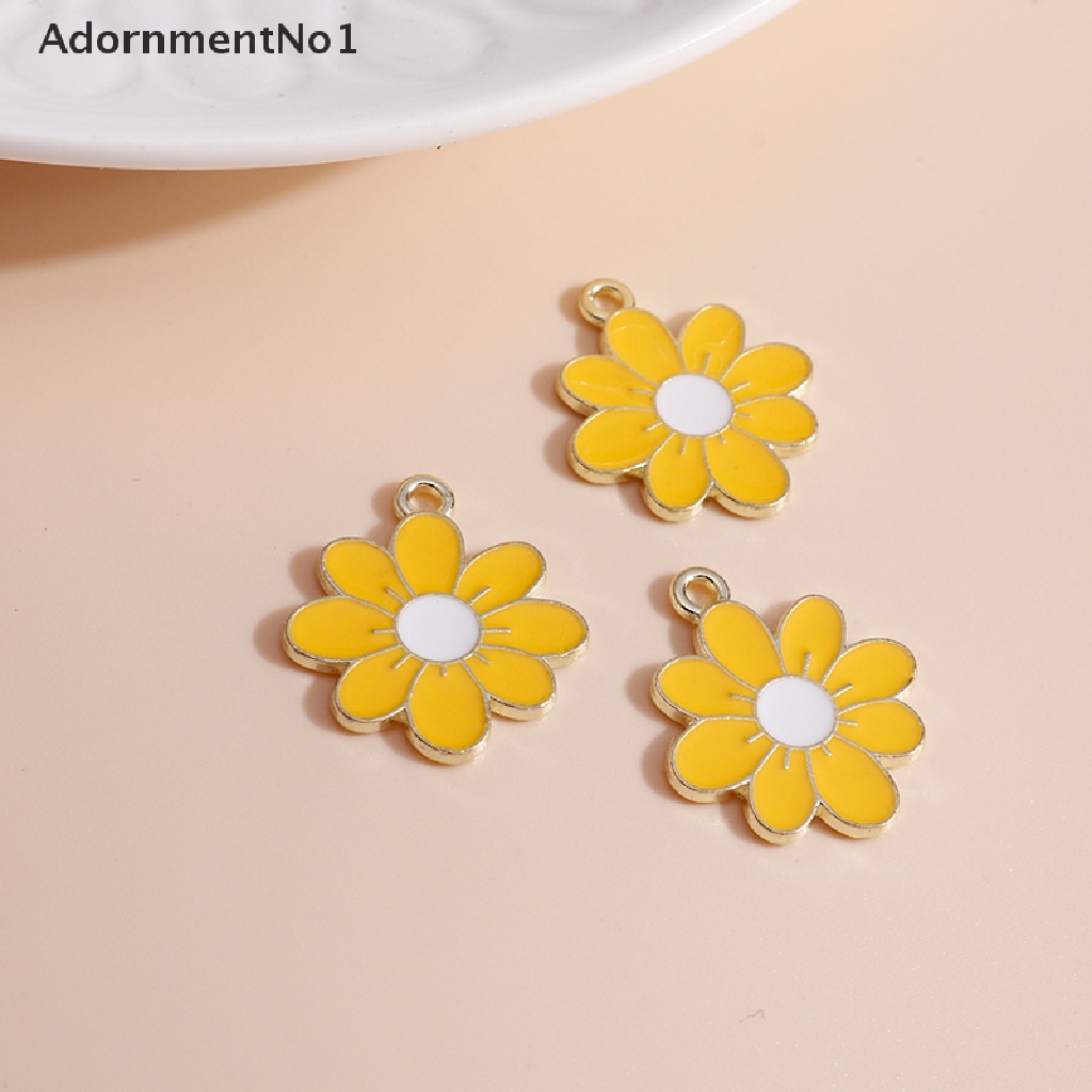 (AdornmentNo1) 10pcs / Set Liontin Bunga Daisy Enamel Untuk Aksesoris Kalung / Anting Charms