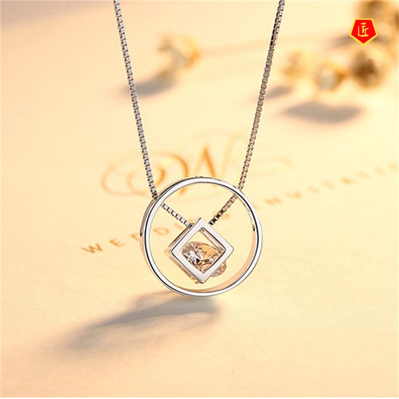 [Ready Stock]Guardian Cube Silver Necklace Japanese and Korean Women's Simple Fashion