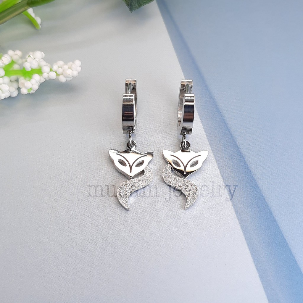 Anting Jepit Titanium Fox ( Rubah ) Tersedia Warna Rosegold, Gold dan silver