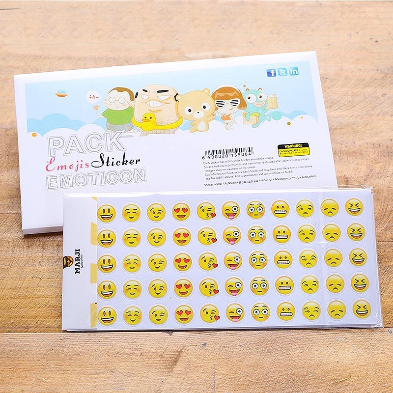 12 Lembar Stiker Emoji Mini Lucu Kreatif