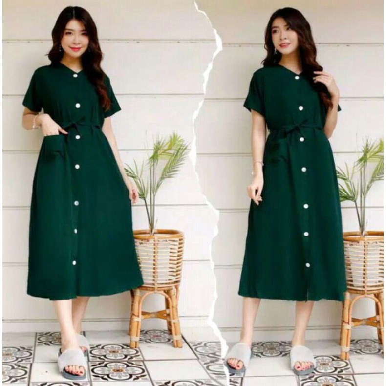 POLA PRODUKSI DASTER ANDIN leher Vneck full kancing 025 - Pola Baju - Homedress Sewing Pattern