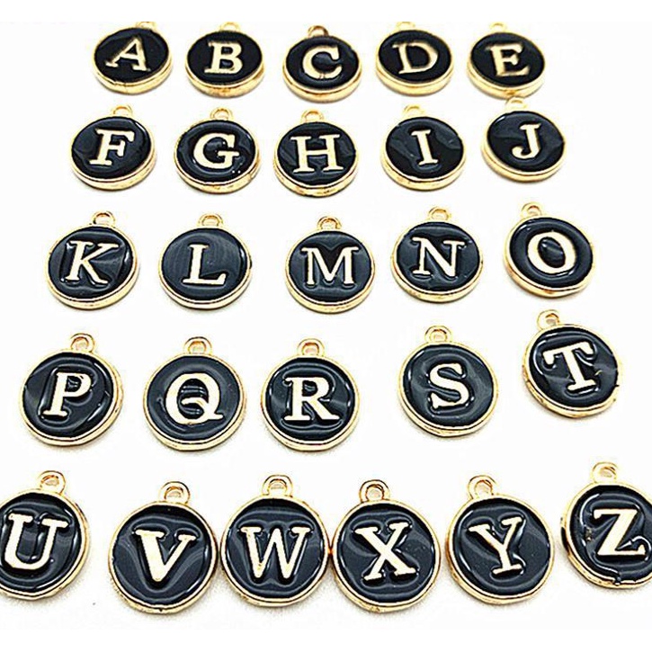 1Pcs Letter Alphabet Charms Initial Letter Black