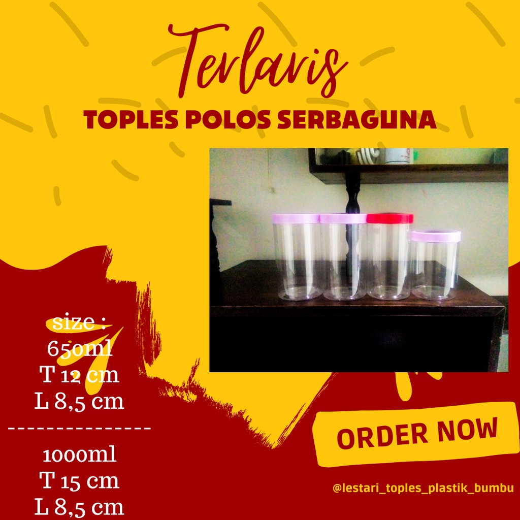 Toples Tabung Tutup Bening 650/1000 ml Jar Polos Hampers Lebaran Kue Kering Cookies