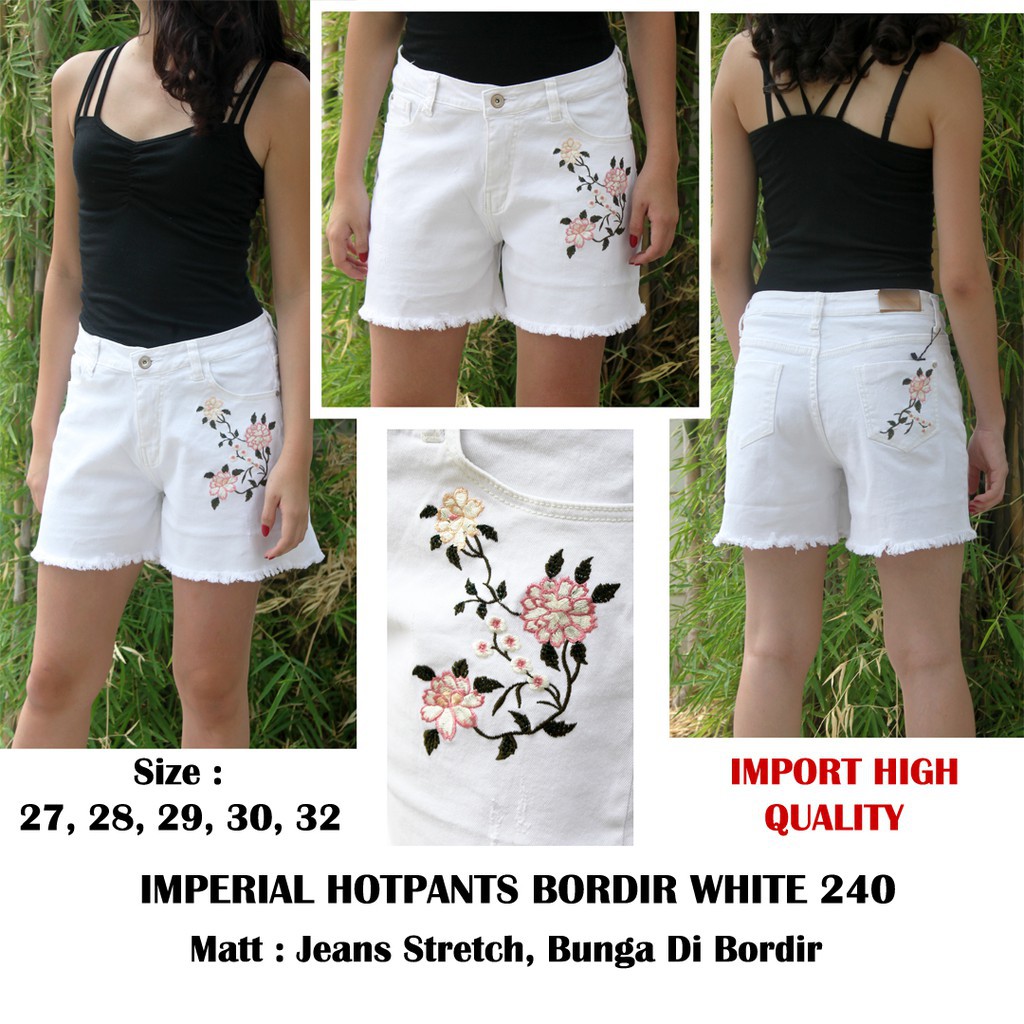 BLZ |  Hotpants Jeans Wanita Imperial Bordir White 240
