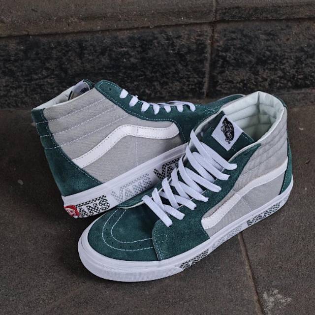 Vans SK8hi Logo Check Tracking Green Dijamin Original / Sepatu vans ori /sepatu Jalan/sepatu murah