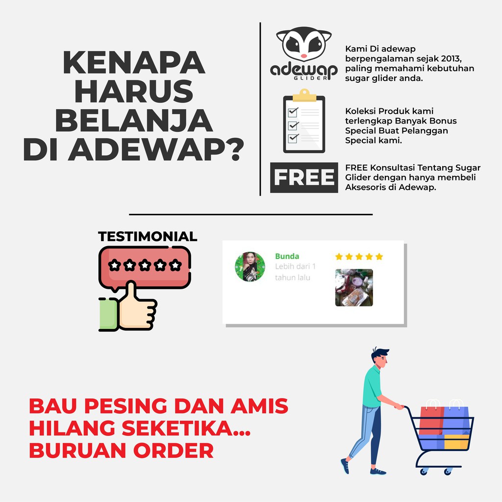 ADEWAP GLIDER Paket Hemat Perawatan Kebersihan Kandang Hewan Peliharaan Sugar Glider