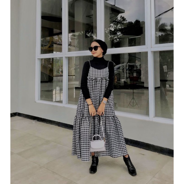 [ALYAFA]ONESET MIDI DRES OVERALL BIROLOUTFIT