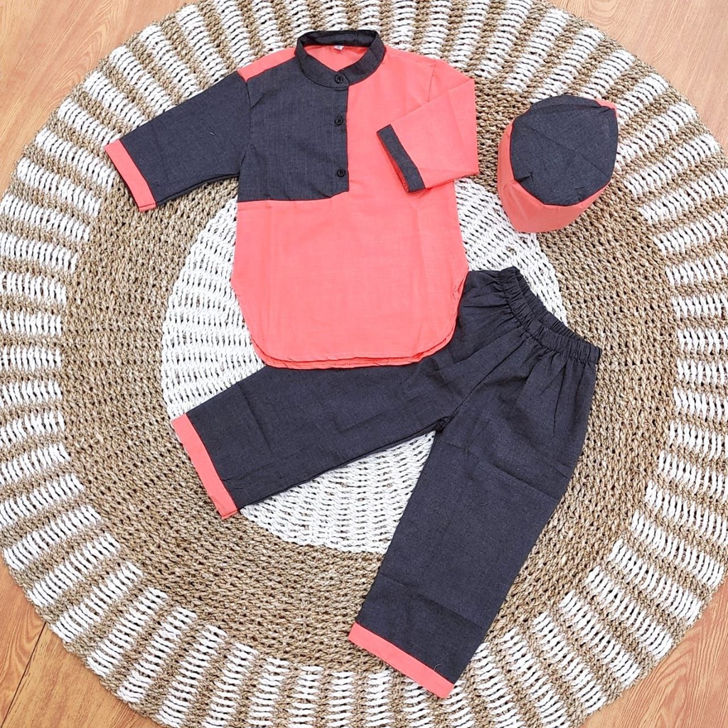 Setelan KURTA Baju Koko Anak | Koko set KURTA Anak Laki-Laki + Peci Terbaru 1 - 7 Tahun