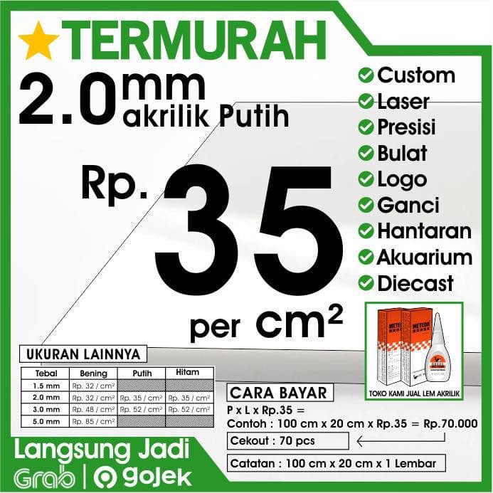 

Promo Akrilik 2mm 2 mm putih susu custom laser kaca mika Berkualitas
