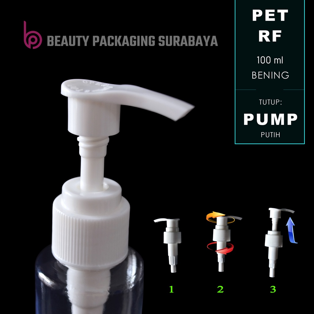 Botol Plastik PET 100ml RF Bening Tutup Pump Lotion