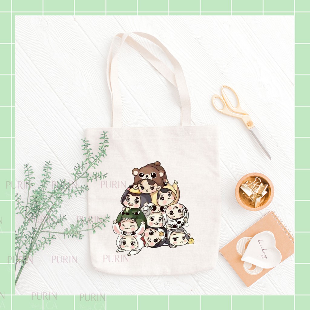 Tote bag Kanvas Gambar EXOCartoon