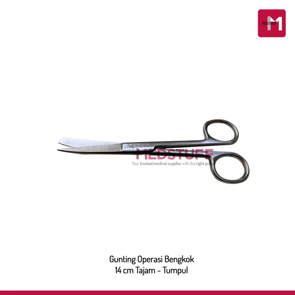 Gunting Operasi Bedah Bengkok Tajam Tumpul 14cm