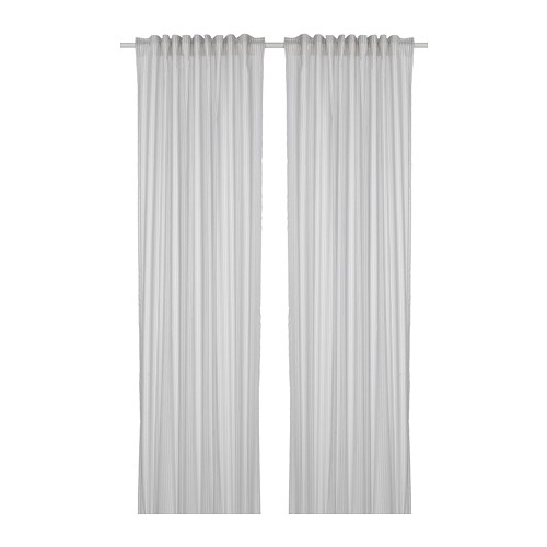 BYMOTT Gorden, 1 pasang, putih krem / abu muda garis-garis, 120x250 cm