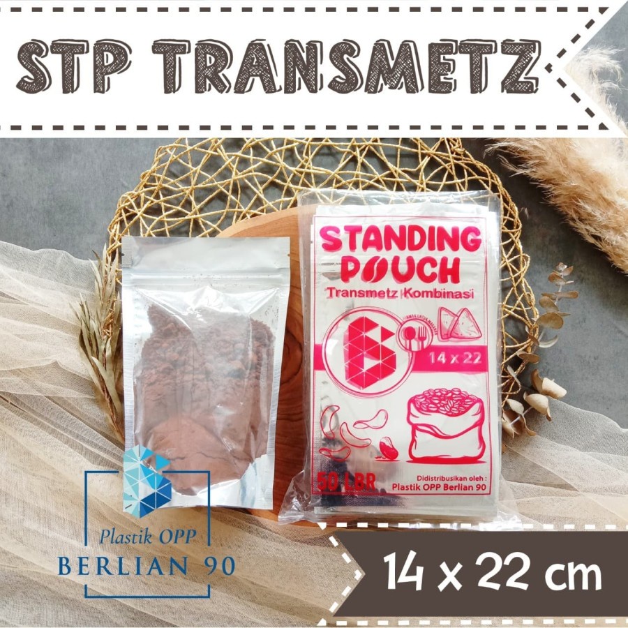 Standing Pouch Transmetz 14x22 cm Plastik Klip Berdiri Alumunium Foil Kombinasi Standing Pouch Alumu