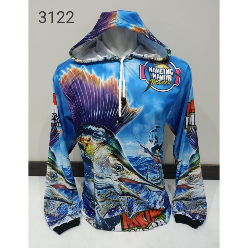 KAOS JERSEY MANCING-BAJU KAOS MANCING MANIA BERTOPI GRADE ORI-JEMPER HOODIE MANCING