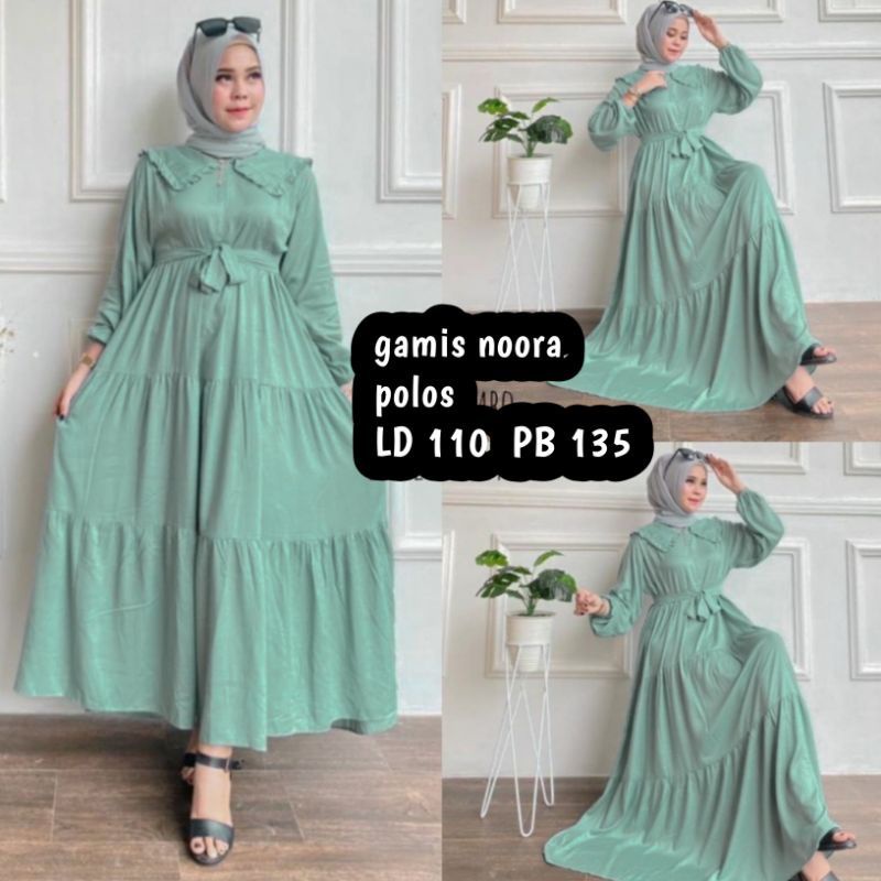 GAMIS NOORA JUMBO RAYON SUPER POLOS REMPEL SUSUN wanita remaja polos-NOORA mint
