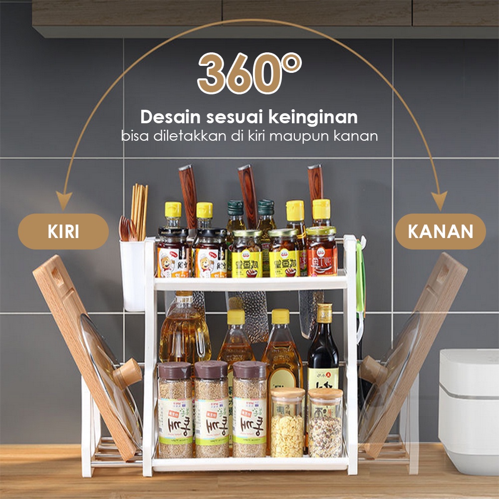 Rak Dapur Serbaguna 2 Tingkat Premium Rak Bumbu Talenan Pisau HUGO