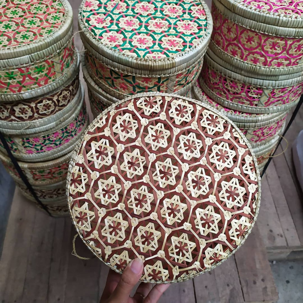 BULAT HEXAGONAL | hantaran bambu anyaman truntum besek bambu besek warna warni