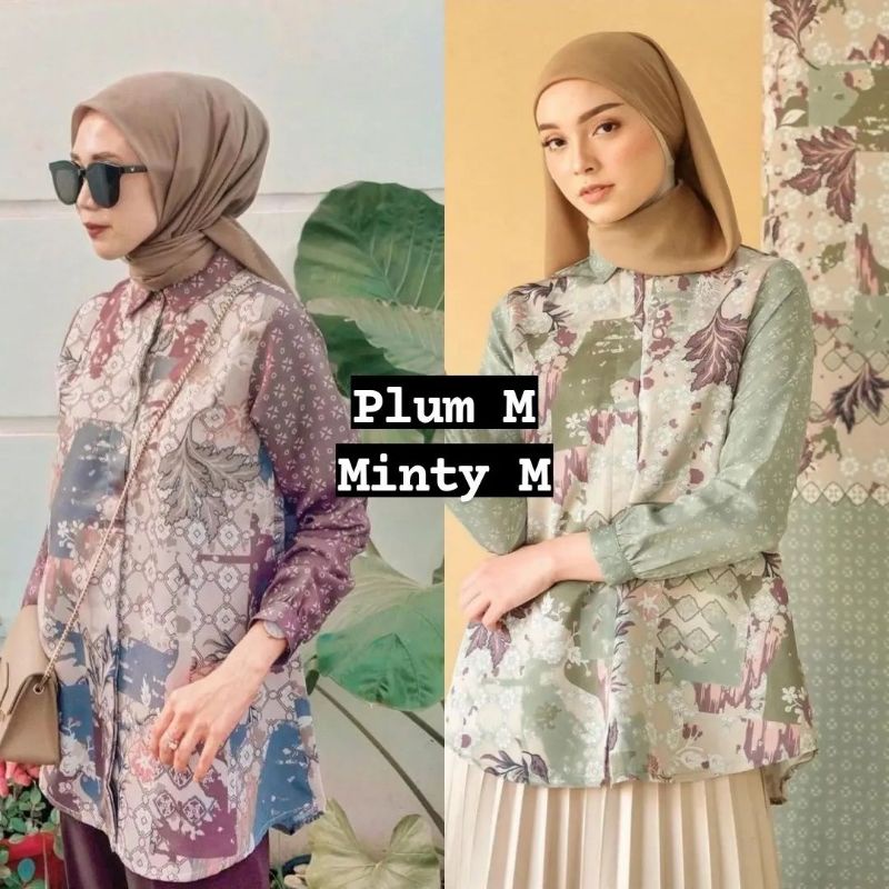 Azalea Top Signature Minty dan Plum Size M by Kienka